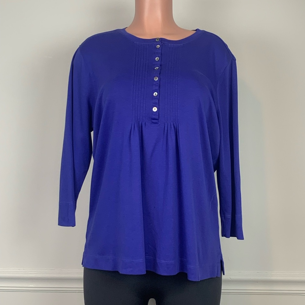 L.L. Bean Royal Blue Pintuck Henley Tunic